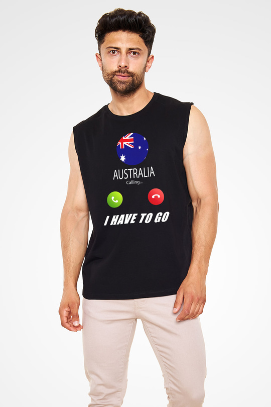 Avustralya Siyah Unisex Kolsuz Tişört