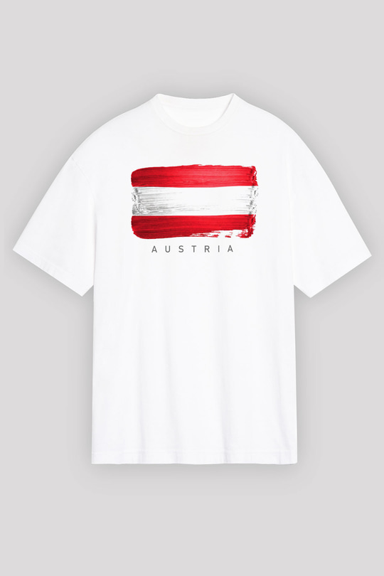 Avusturya Beyaz Oversize Tişört Oversize T-shirt - TişörtFabrikası