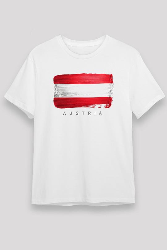 Avusturya Beyaz Unisex Tişört T-Shirt - TişörtFabrikası