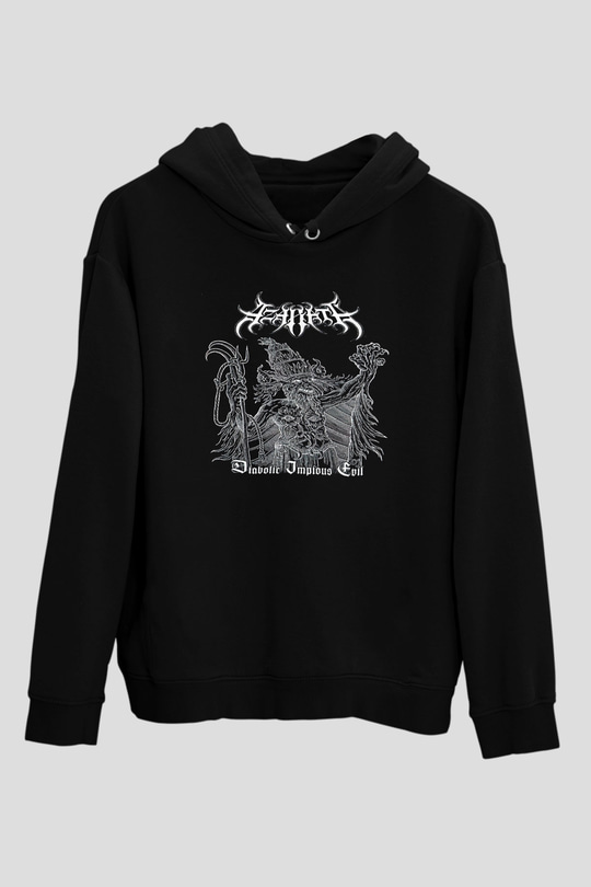 Azarath Baskılı Unisex Siyah Kapüşonlu Sweatshirt