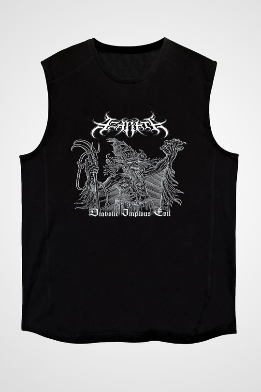 Azarath Baskılı Unisex Siyah Kolsuz Tişört - Tshirt
