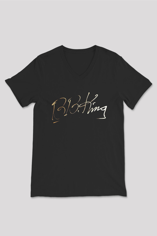 B.B. King Siyah Unisex V Yaka Tişört T-Shirt