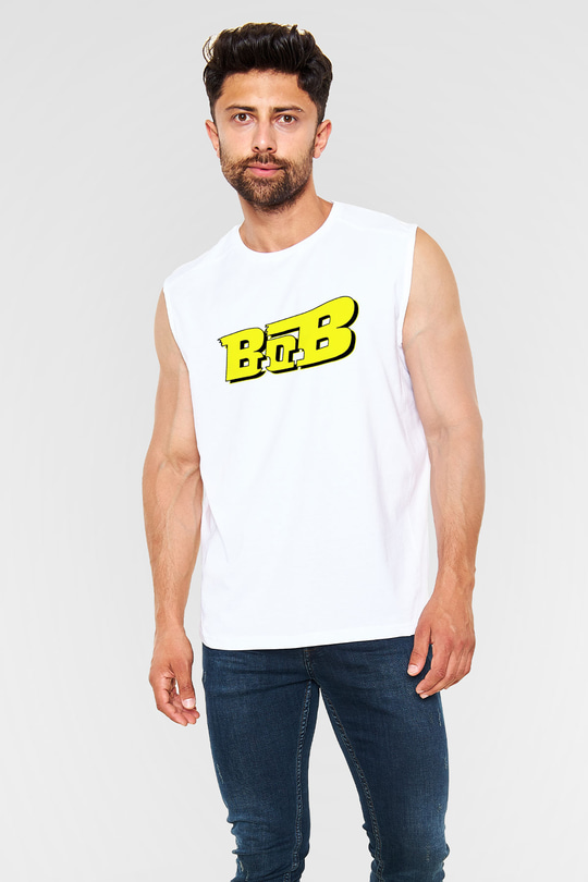 B.o.B Beyaz Unisex Kolsuz Tişört