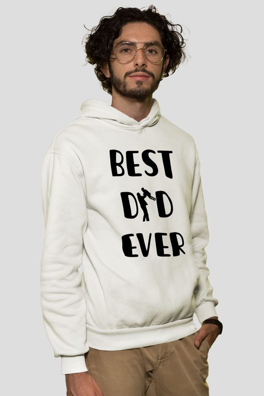 Babalar Günü Baskılı Beyaz Unisex Hoodie