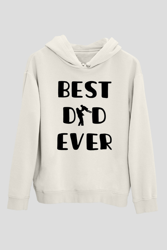 Babalar Günü Baskılı Beyaz Unisex Hoodie