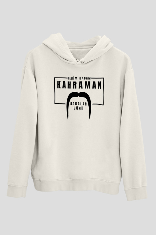 Babalar Günü Baskılı Beyaz Unisex Hoodie