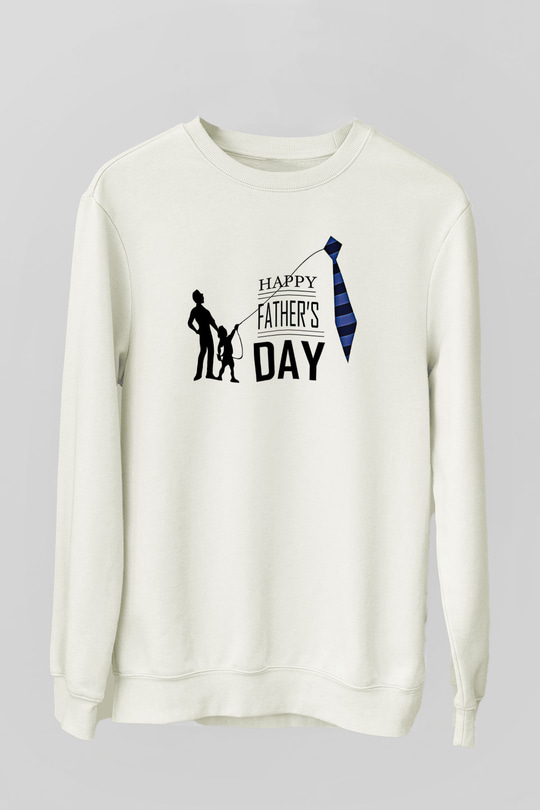 Babalar Günü Baskılı Beyaz Unisex Sweatshirt