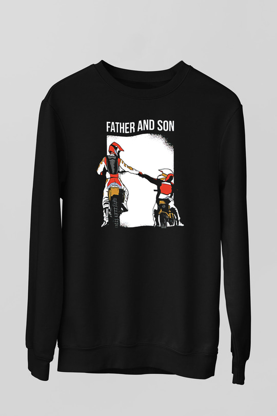 Babalar Günü Baskılı Unisex Siyah Sweatshirt