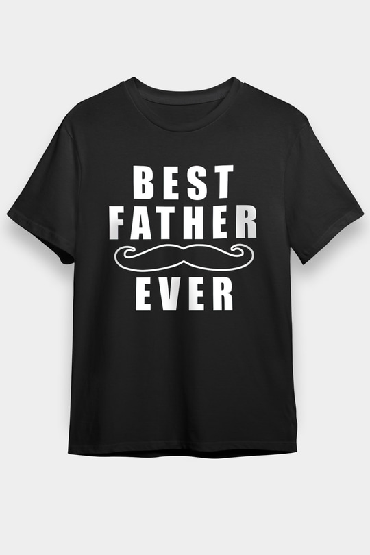 Babalar Günü Baskılı Unisex Siyah Tişört - Tshirt