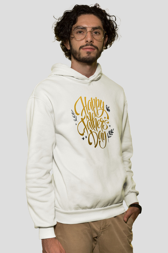 Babalar Günü Beyaz Unisex Kapşonlu Sweatshirt