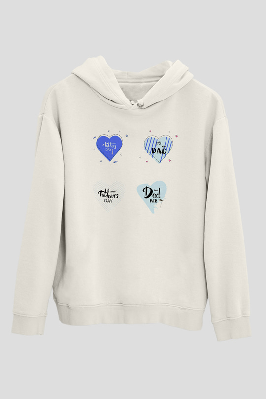Babalar Günü Beyaz Unisex Kapşonlu Sweatshirt