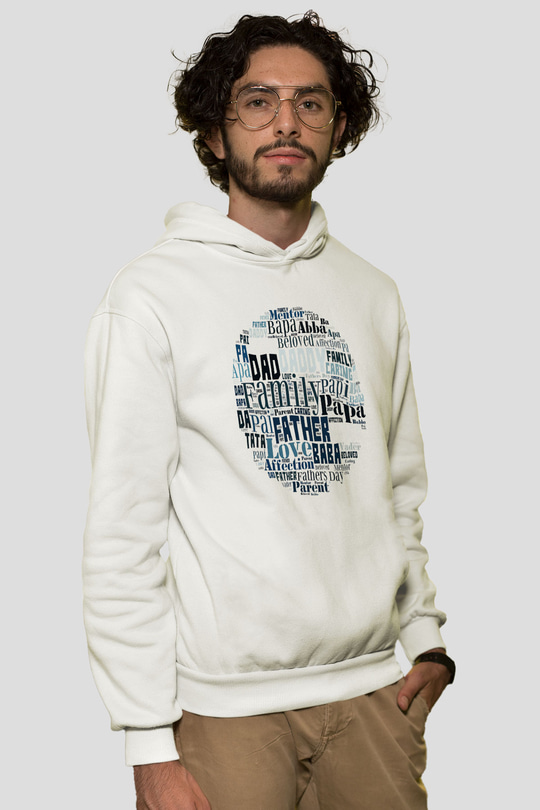 Babalar Günü Beyaz Unisex Kapşonlu Sweatshirt