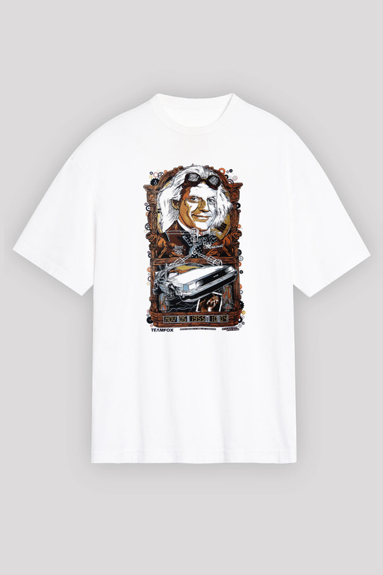Back to the future Geleceğe Dönüş Beyaz Unisex Oversize Tişört