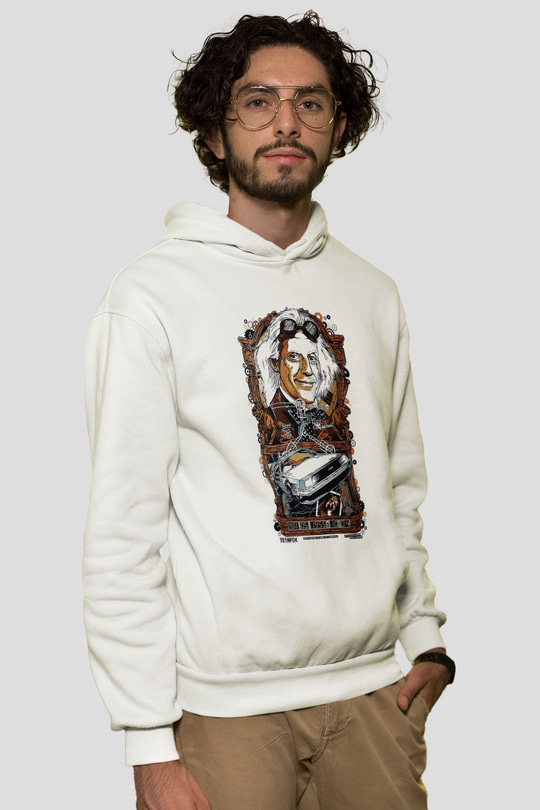 Back to the future Geleceğe Dönüş Beyaz Unisex Kapşonlu Sweatshirt