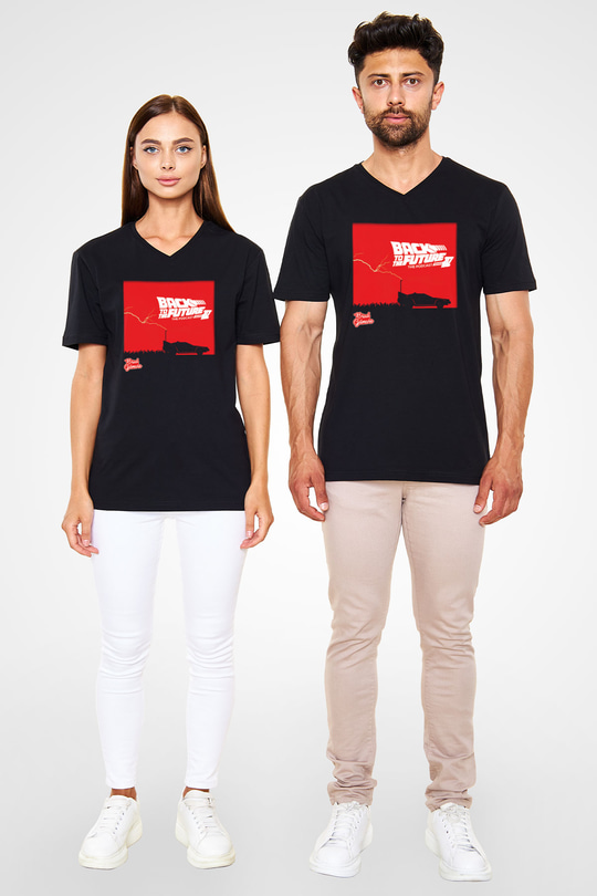 Back to the future Geleceğe Dönüş Siyah Unisex V Yaka Tişört