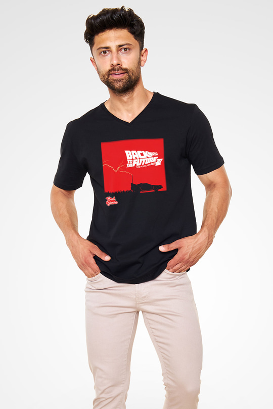 Back to the future Geleceğe Dönüş Siyah Unisex V Yaka Tişört
