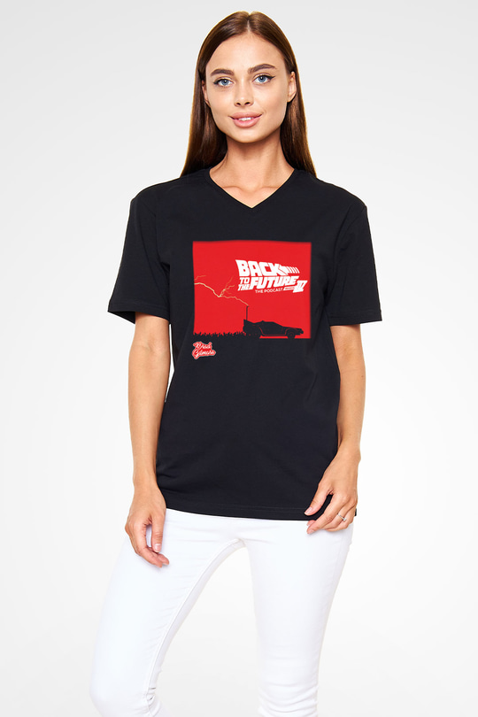 Back to the future Geleceğe Dönüş Siyah Unisex V Yaka Tişört