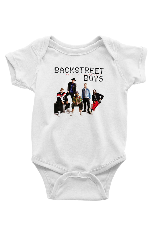Backstreet Boys Baskılı Beyaz Unisex Bebek Body - Zıbın