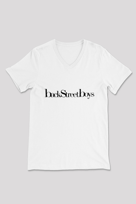 Backstreet Boys Beyaz Unisex V Yaka Tişört T-Shirt