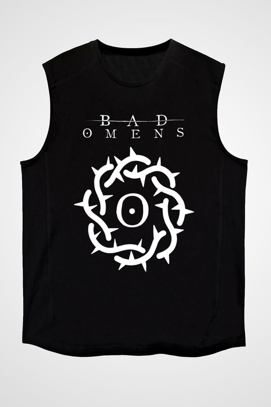 Bad Omens Baskılı Unisex Siyah Kolsuz Tişört - Tshirt