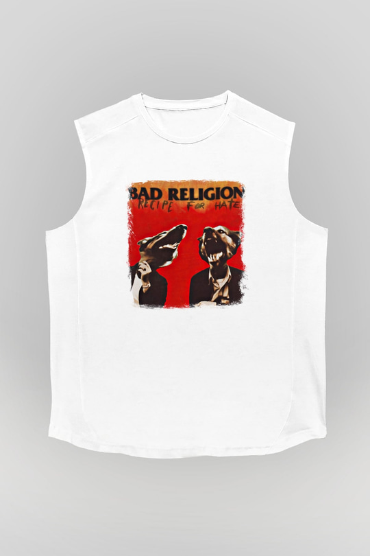 Bad Religion Baskılı Unisex Beyaz Kolsuz Tişört