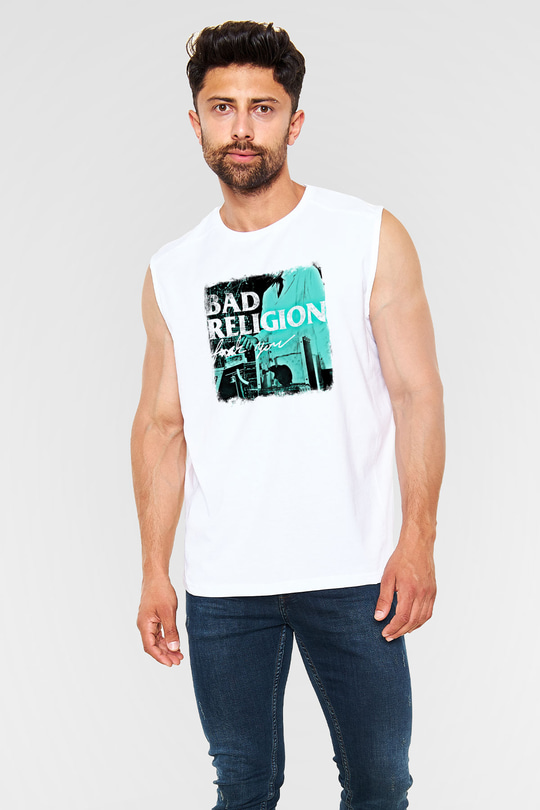 Bad Religion Baskılı Unisex Beyaz Kolsuz Tişört