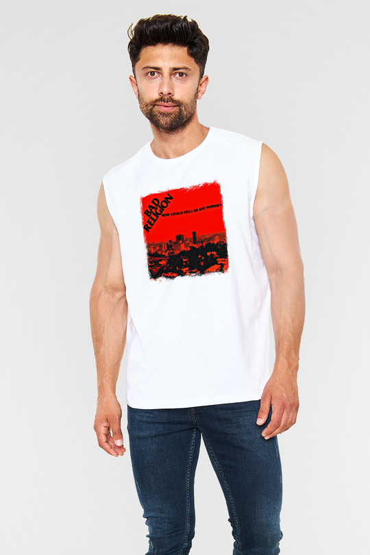 Bad Religion Baskılı Unisex Beyaz Kolsuz Tişört