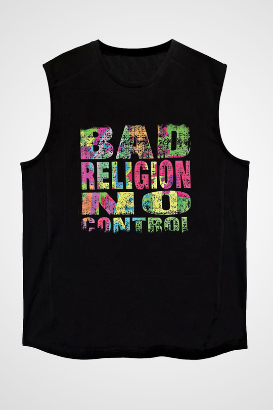 Bad Religion Baskılı Unisex Siyah Kolsuz Tişört