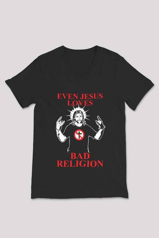 Bad Religion Siyah Unisex V Yaka Tişört T-Shirt