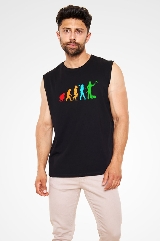 Badanacı Siyah Unisex Kolsuz Tişört