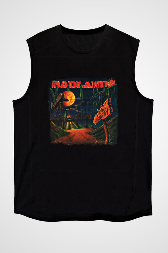 Badlands Baskılı Unisex Siyah Kolsuz Tişört