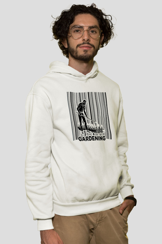 Bahçıvan Beyaz Unisex Kapüşonlu Sweatshirt
