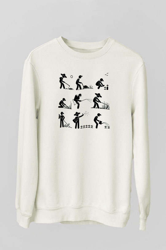 Bahçıvan Beyaz Unisex Sweatshirt