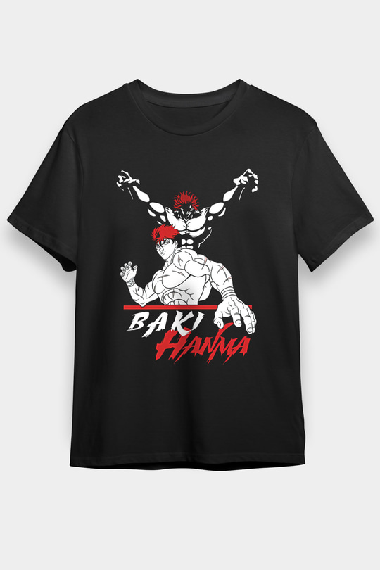 Baki The Grappler Baskılı Unisex Siyah Tişört - Tshirt