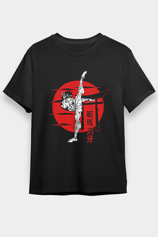 Baki The Grappler Baskılı Unisex Siyah Tişört - Tshirt