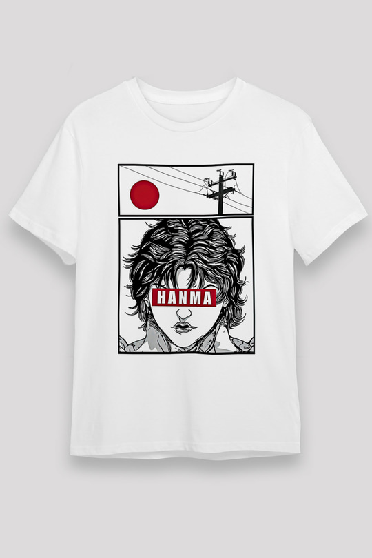 Baki The Grappler Unisex Baskılı Beyaz Tişört - Tshirt