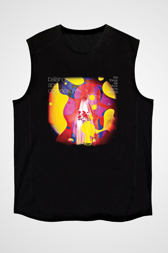 Balance and Composure Baskılı Unisex Siyah Kolsuz Tişört