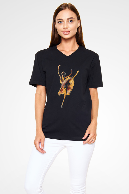 Bale Siyah Unisex V Yaka Tişört