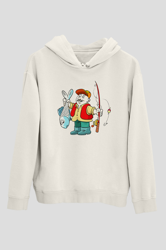 Balıkçı Beyaz Unisex Hoodie