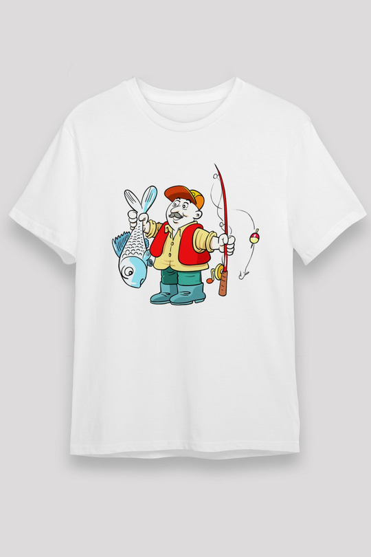 Balıkçı Beyaz Unisex Tişört T-Shirt - TişörtFabrikası