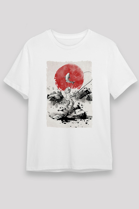 Balıkçı Beyaz Unisex Tişört T-Shirt - TişörtFabrikası
