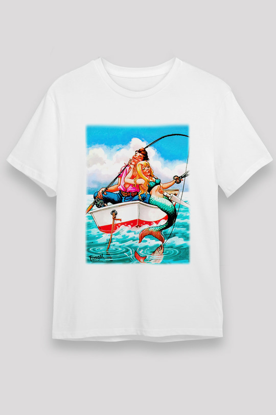 Balıkçı Beyaz Unisex Tişört T-Shirt - TişörtFabrikası
