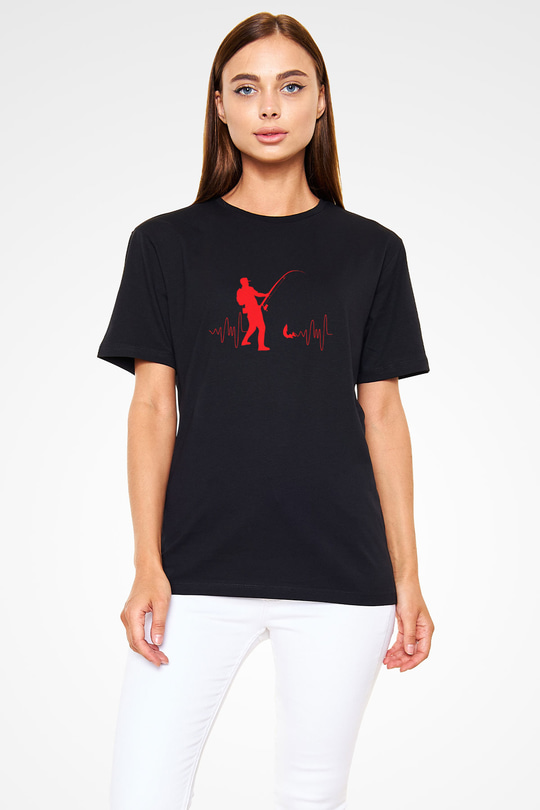 Balıkçı Siyah Unisex Tişört T-Shirt - TişörtFabrikası