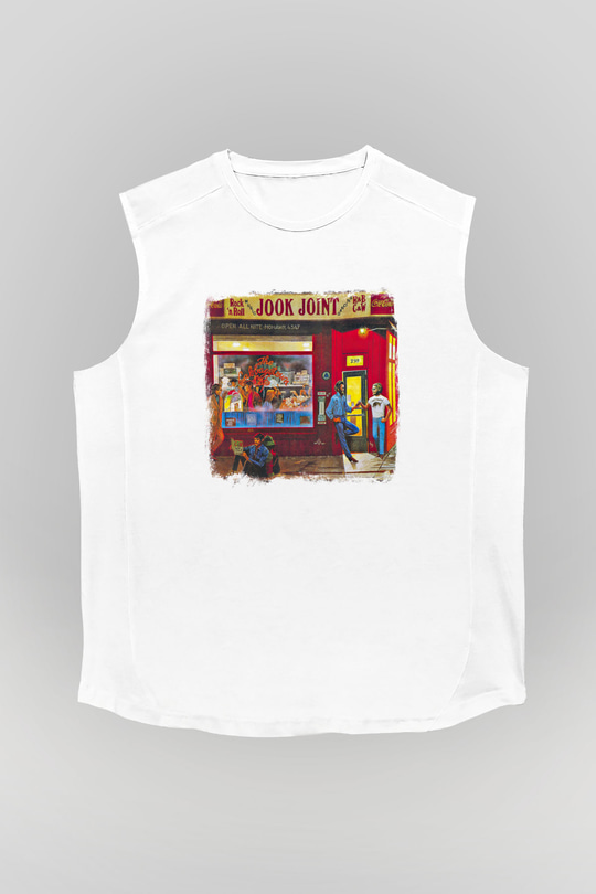 Band Baskılı Unisex Beyaz Kolsuz Tişört