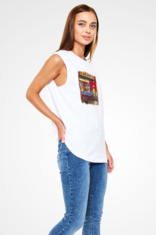 Band Baskılı Unisex Beyaz Kolsuz Tişört