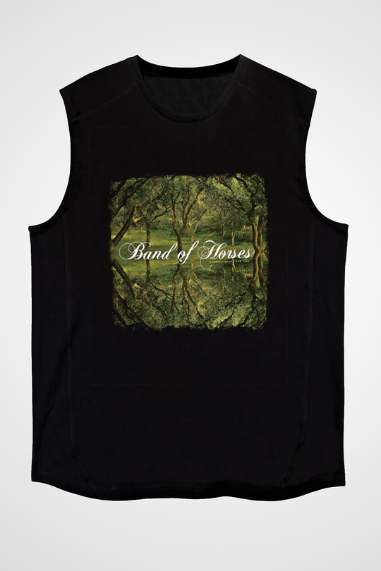 Band of Horses Baskılı Unisex Siyah Kolsuz Tişört