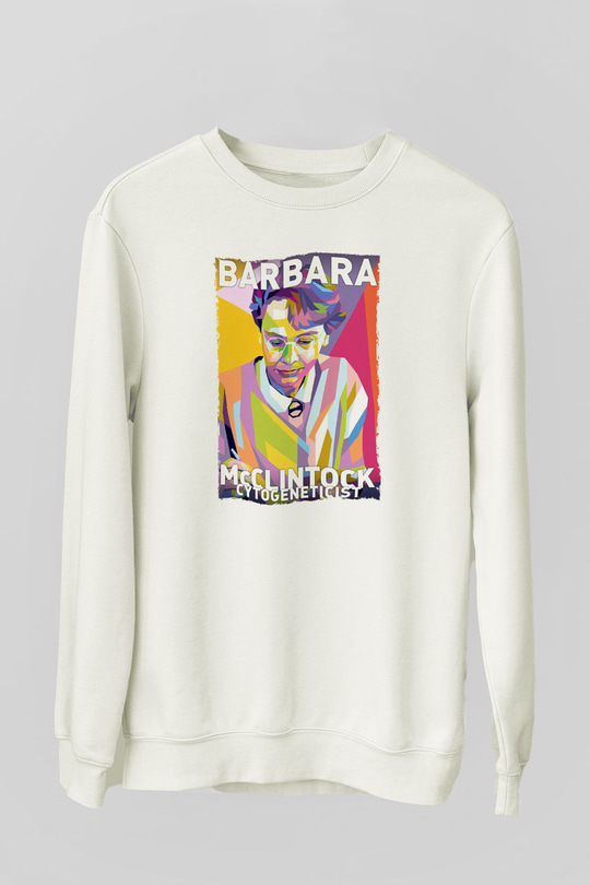 Barbara McClintock Baskılı Unisex Ekru Sweatshirt