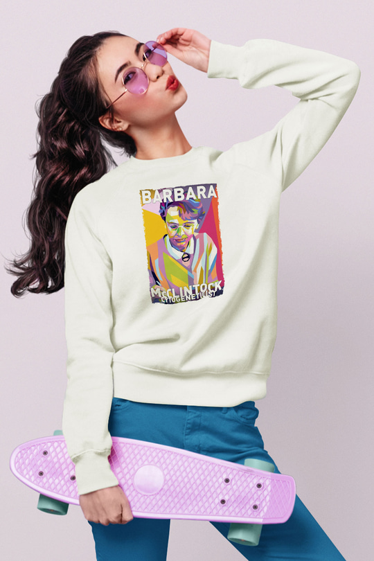 Barbara McClintock Baskılı Unisex Ekru Sweatshirt