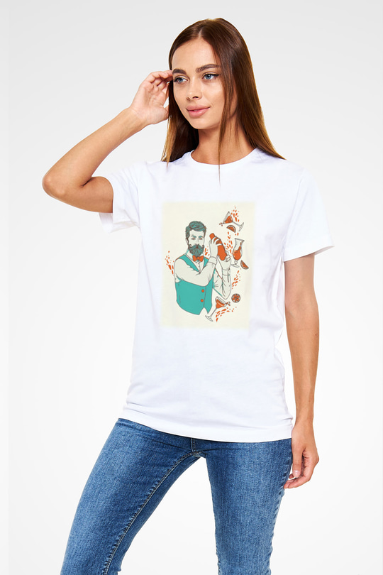 Barmen Beyaz Unisex Tişört T-Shirt - TişörtFabrikası