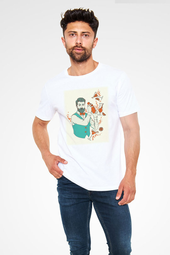 Barmen Beyaz Unisex Tişört T-Shirt - TişörtFabrikası